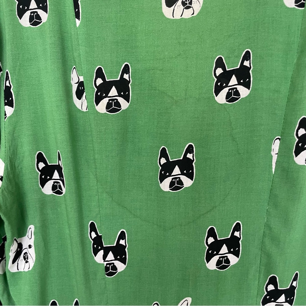Anthropologie Maeve French Bulldog Print Button Front Long Sleeve Shirt - Picture 5 of 11